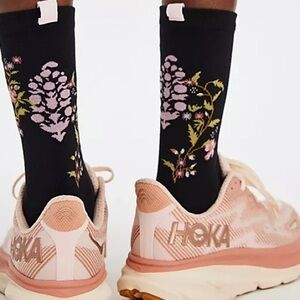 Free People Floral Forest Black Socks New